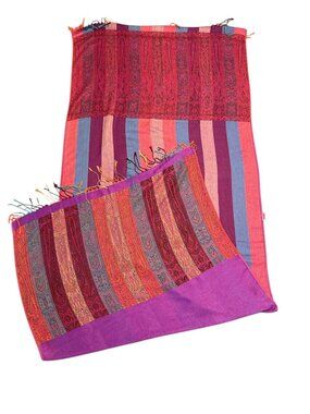 28x68in Pashmina Shawl Wrap Scarf multicolor Reversible 100% Polyester Check Des